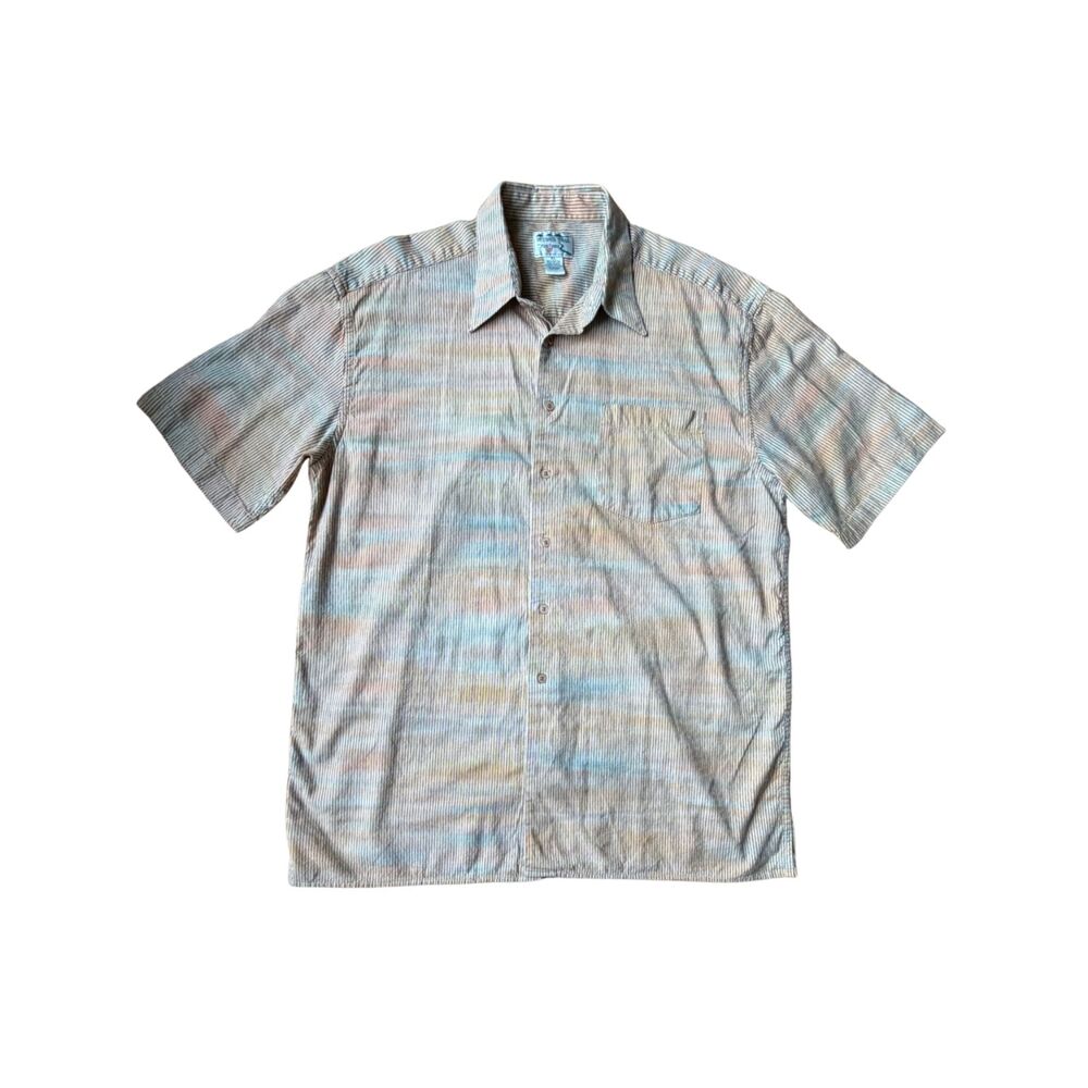 90s Outback Trail Foxfire Pastel Stripe Cotton Short Sleeve Button Down XL VTG